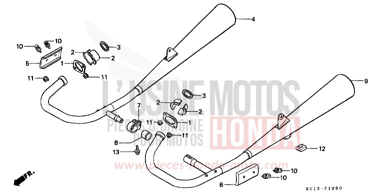 ABGAS-SCHALLDAEMPFER von CB1300 Super Bold'or ABS CANDY BOURGOGNE RED-U (R107CU) von 1982